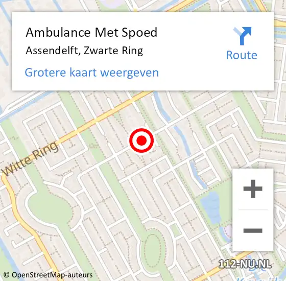 Locatie op kaart van de 112 melding: Ambulance Met Spoed Naar Assendelft, Zwarte Ring op 9 juli 2018 23:24