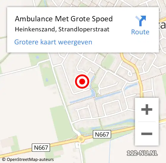 Locatie op kaart van de 112 melding: Ambulance Met Grote Spoed Naar Heinkenszand, Strandloperstraat op 10 juli 2018 01:38