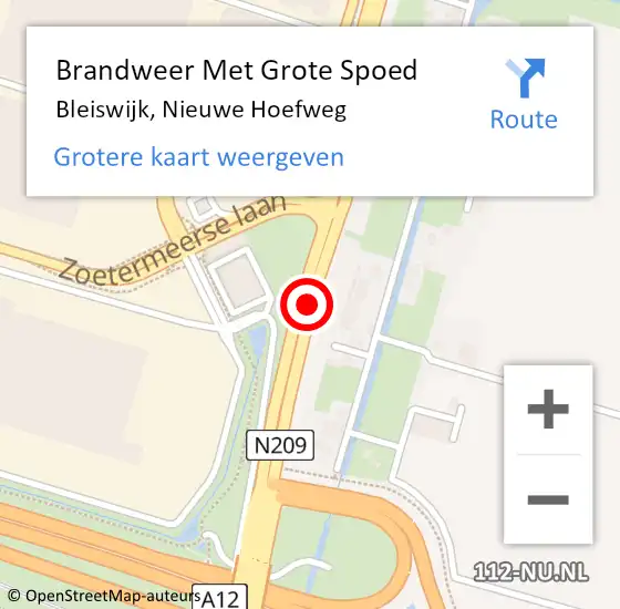 Locatie op kaart van de 112 melding: Brandweer Met Grote Spoed Naar Bleiswijk, Nieuwe Hoefweg op 10 juli 2018 02:06