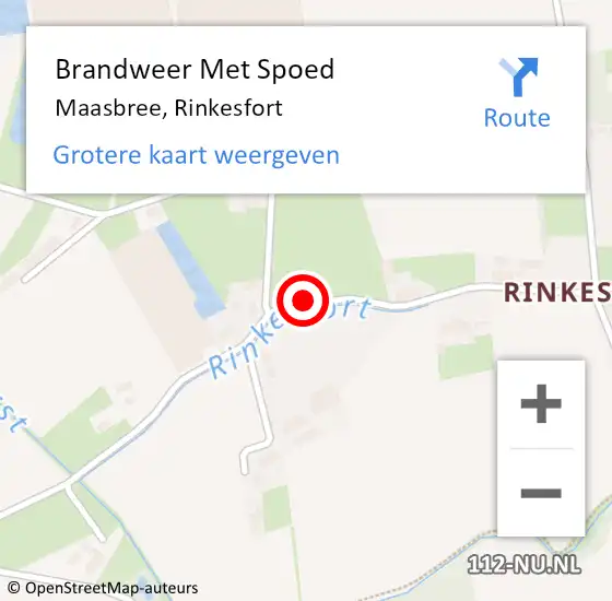 Locatie op kaart van de 112 melding: Brandweer Met Spoed Naar Maasbree, Rinkesfort op 10 juli 2018 02:16