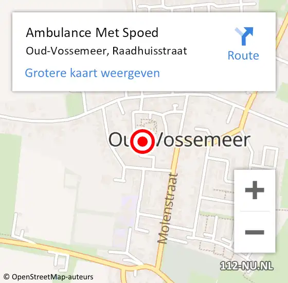 Locatie op kaart van de 112 melding: Ambulance Met Spoed Naar Oud-Vossemeer, Raadhuisstraat op 10 juli 2018 02:42