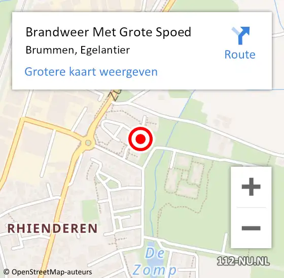 Locatie op kaart van de 112 melding: Brandweer Met Grote Spoed Naar Brummen, Egelantier op 10 juli 2018 02:54