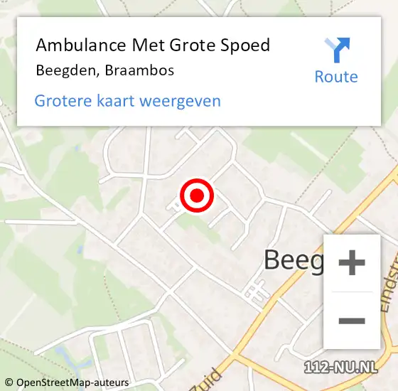 Locatie op kaart van de 112 melding: Ambulance Met Grote Spoed Naar Beegden, Braambos op 10 juli 2018 02:54