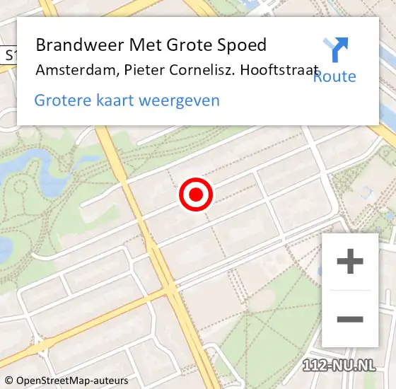Locatie op kaart van de 112 melding: Brandweer Met Grote Spoed Naar Amsterdam, Pieter Cornelisz. Hooftstraat op 10 juli 2018 03:11