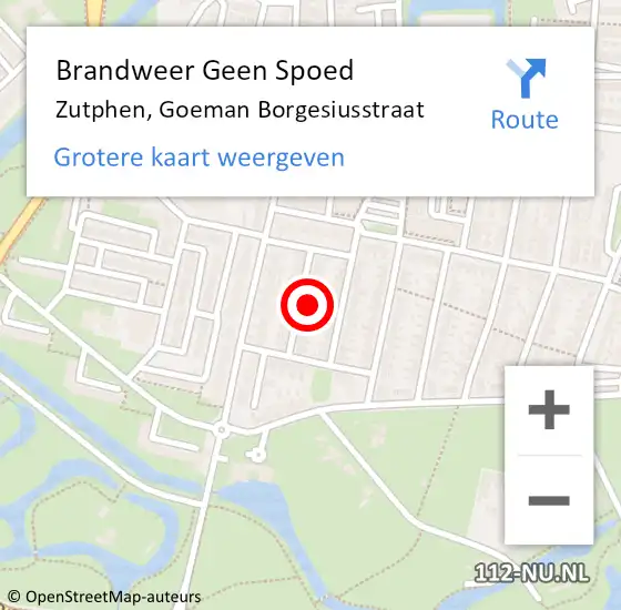 Locatie op kaart van de 112 melding: Brandweer Geen Spoed Naar Zutphen, Goeman Borgesiusstraat op 2 maart 2014 13:04