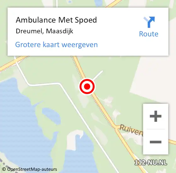 Locatie op kaart van de 112 melding: Ambulance Met Spoed Naar Dreumel, Maasdijk op 10 juli 2018 07:02