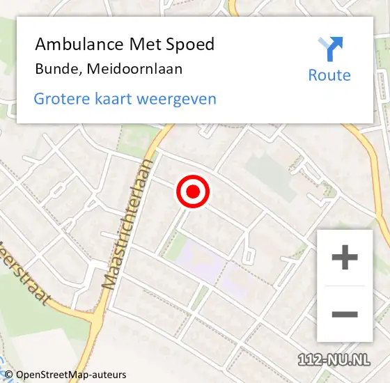 Locatie op kaart van de 112 melding: Ambulance Met Spoed Naar Bunde, Meidoornlaan op 2 maart 2014 13:10