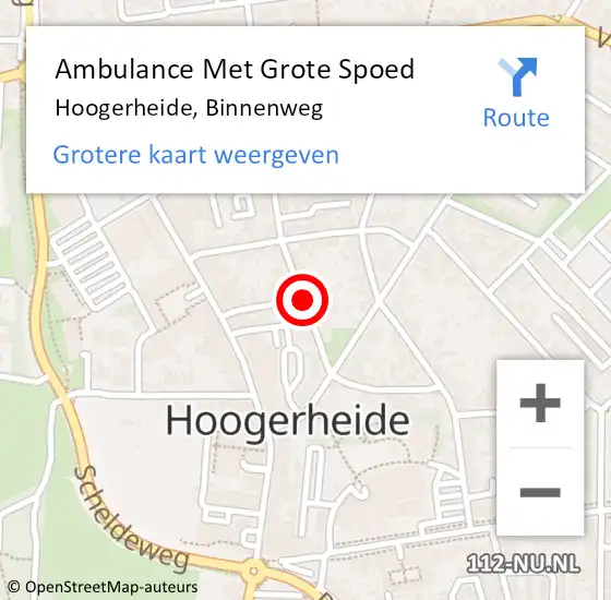 Locatie op kaart van de 112 melding: Ambulance Met Grote Spoed Naar Hoogerheide, Binnenweg op 10 juli 2018 07:45