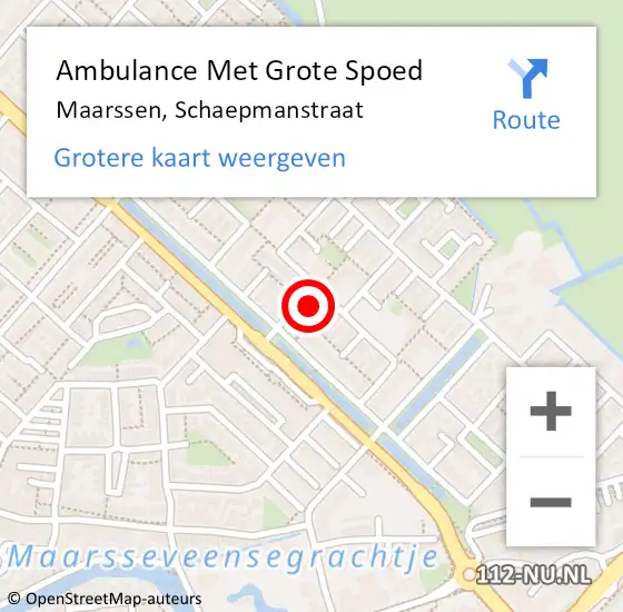 Locatie op kaart van de 112 melding: Ambulance Met Grote Spoed Naar Maarssen, Schaepmanstraat op 10 juli 2018 08:11