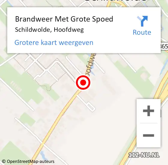 Locatie op kaart van de 112 melding: Brandweer Met Grote Spoed Naar Schildwolde, Hoofdweg op 10 juli 2018 08:44