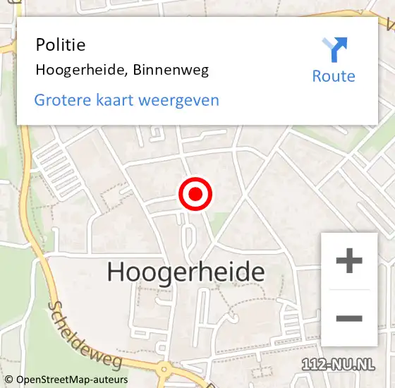 Locatie op kaart van de 112 melding: Politie Hoogerheide, Binnenweg op 10 juli 2018 08:49