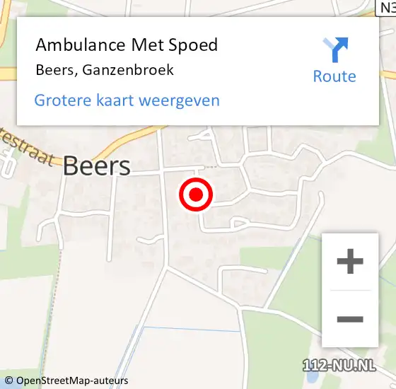 Locatie op kaart van de 112 melding: Ambulance Met Spoed Naar Beers, Ganzenbroek op 10 juli 2018 09:08