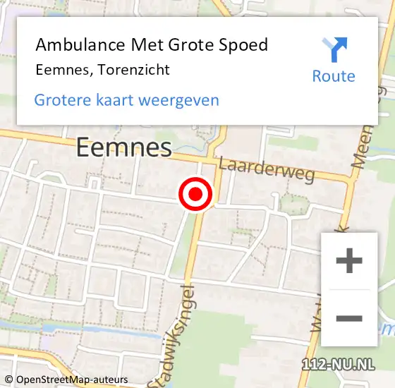 Locatie op kaart van de 112 melding: Ambulance Met Grote Spoed Naar Eemnes, Torenzicht op 10 juli 2018 09:10