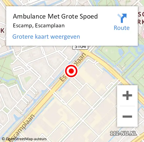 Locatie op kaart van de 112 melding: Ambulance Met Grote Spoed Naar Escamp, Escamplaan op 10 juli 2018 09:13