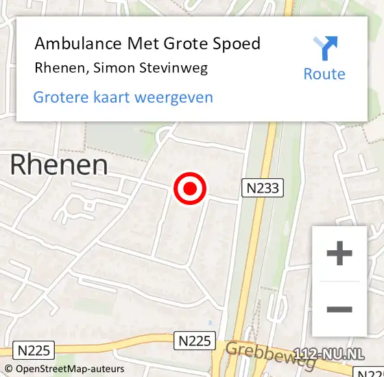 Locatie op kaart van de 112 melding: Ambulance Met Grote Spoed Naar Rhenen, Simon Stevinweg op 10 juli 2018 09:40