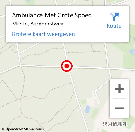 Locatie op kaart van de 112 melding: Ambulance Met Grote Spoed Naar Mierlo, Aardborstweg op 10 juli 2018 09:54