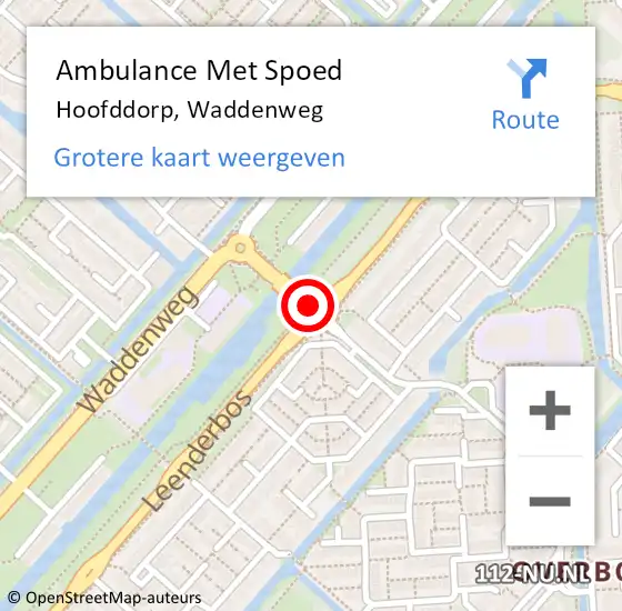 Locatie op kaart van de 112 melding: Ambulance Met Spoed Naar Hoofddorp, Waddenweg op 10 juli 2018 10:25