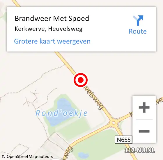 Locatie op kaart van de 112 melding: Brandweer Met Spoed Naar Kerkwerve, Heuvelsweg op 10 juli 2018 10:48