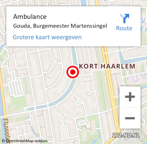 Locatie op kaart van de 112 melding: Ambulance Gouda, Burgemeester Martenssingel op 10 juli 2018 11:00