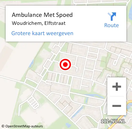 Locatie op kaart van de 112 melding: Ambulance Met Spoed Naar Woudrichem, Elftstraat op 10 juli 2018 11:21