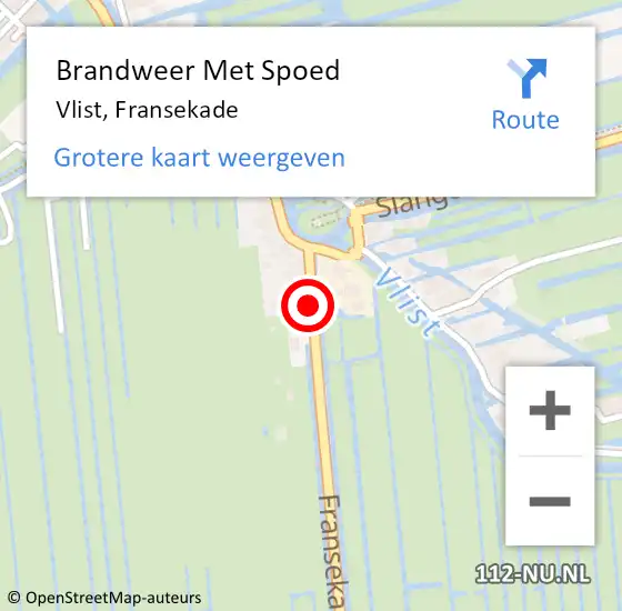 Locatie op kaart van de 112 melding: Brandweer Met Spoed Naar Vlist, Fransekade op 10 juli 2018 11:45