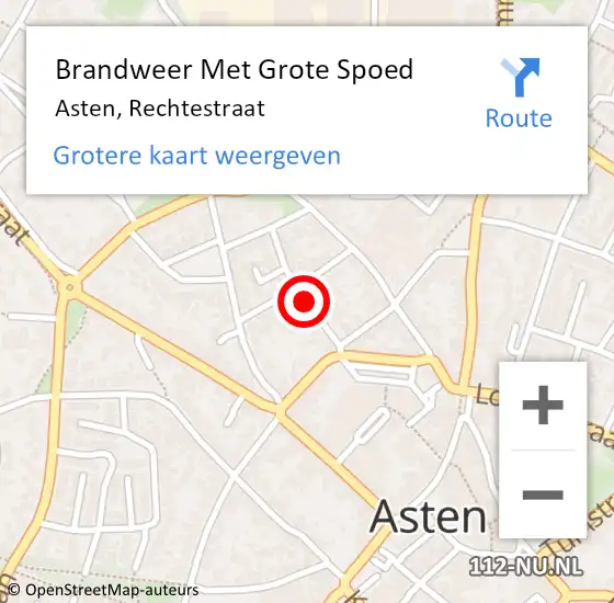 Locatie op kaart van de 112 melding: Brandweer Met Grote Spoed Naar Asten, Rechtestraat op 10 juli 2018 12:22