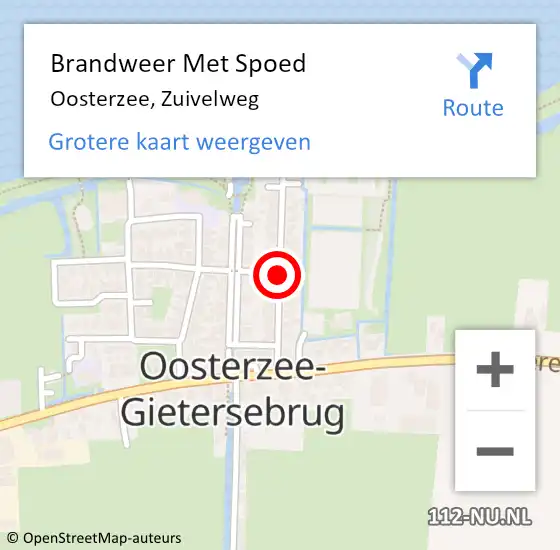 Locatie op kaart van de 112 melding: Brandweer Met Spoed Naar Oosterzee, Zuivelweg op 10 juli 2018 12:26