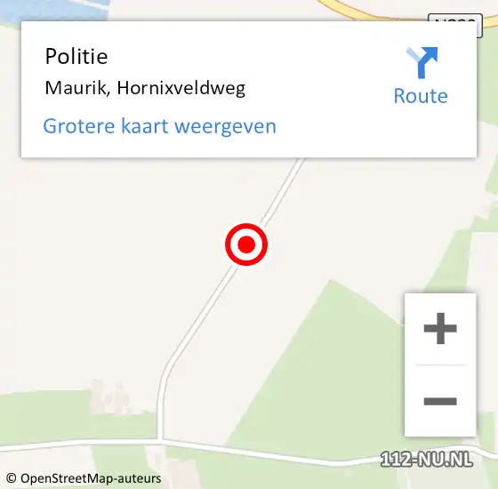 Locatie op kaart van de 112 melding: Politie Maurik, Hornixveldweg op 10 juli 2018 12:48