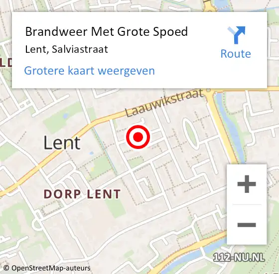 Locatie op kaart van de 112 melding: Brandweer Met Grote Spoed Naar Lent, Salviastraat op 10 juli 2018 13:09