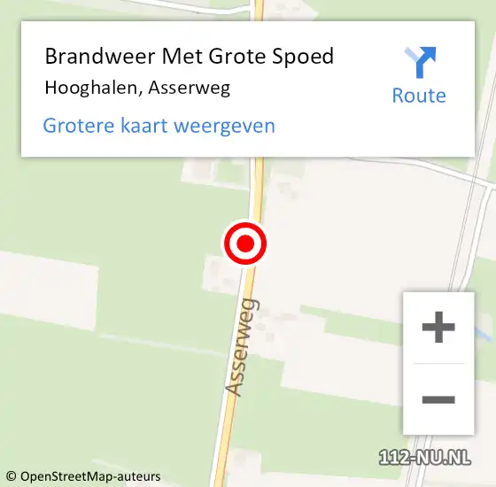 Locatie op kaart van de 112 melding: Brandweer Met Grote Spoed Naar Hooghalen, Asserweg op 10 juli 2018 14:01