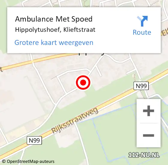 Locatie op kaart van de 112 melding: Ambulance Met Spoed Naar Hippolytushoef, Klieftstraat op 10 juli 2018 14:37