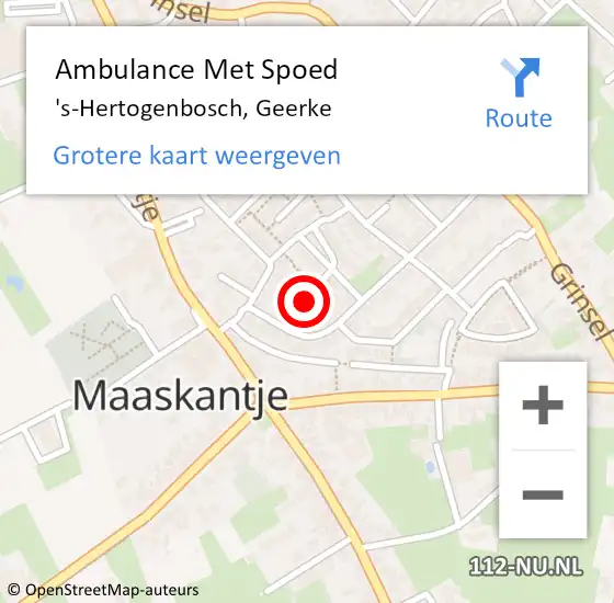 Locatie op kaart van de 112 melding: Ambulance Met Spoed Naar 's-Hertogenbosch, Geerke op 10 juli 2018 14:54