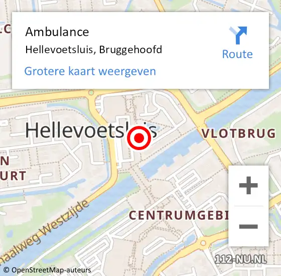 Locatie op kaart van de 112 melding: Ambulance Hellevoetsluis, Bruggehoofd op 10 juli 2018 15:06