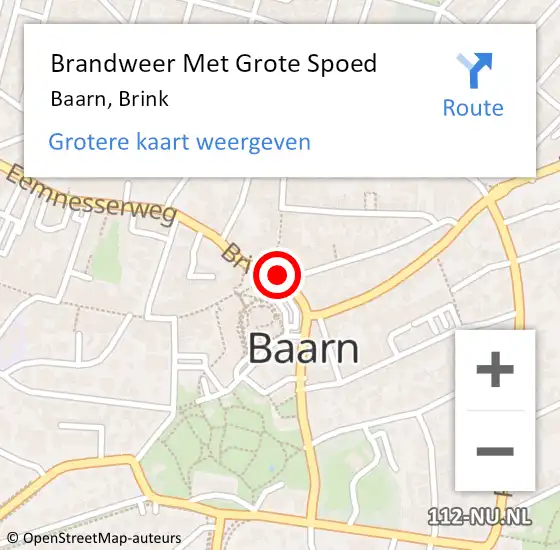 Locatie op kaart van de 112 melding: Brandweer Met Grote Spoed Naar Baarn, Brink op 10 juli 2018 15:23