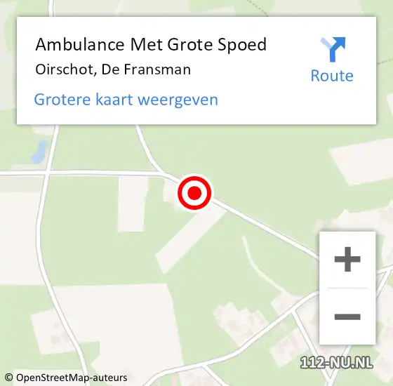 Locatie op kaart van de 112 melding: Ambulance Met Grote Spoed Naar Oirschot, De Fransman op 10 juli 2018 15:30