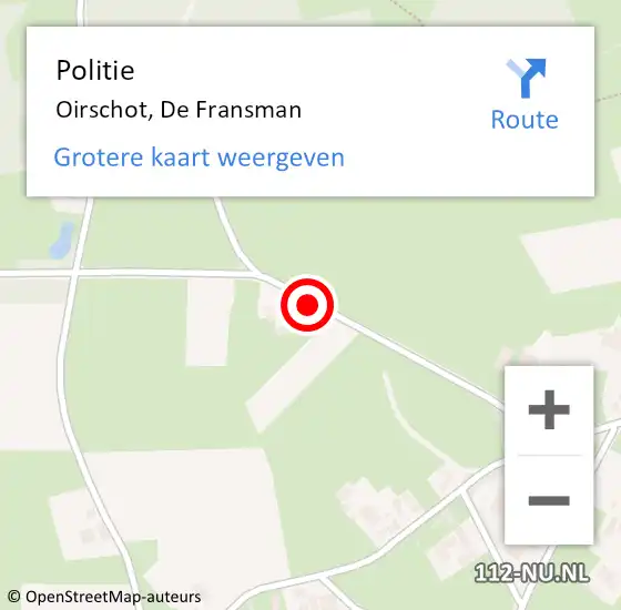 Locatie op kaart van de 112 melding: Politie Oirschot, De Fransman op 10 juli 2018 15:31