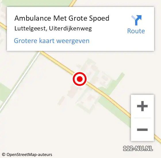 Locatie op kaart van de 112 melding: Ambulance Met Grote Spoed Naar Luttelgeest, Uiterdijkenweg op 10 juli 2018 15:35