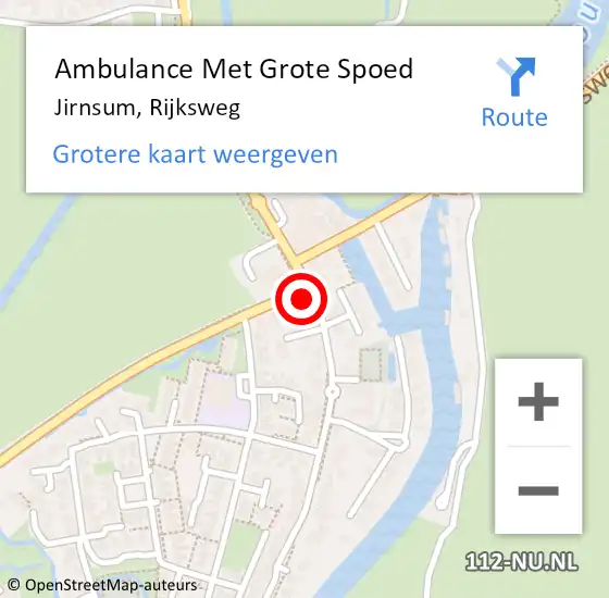 Locatie op kaart van de 112 melding: Ambulance Met Grote Spoed Naar Jirnsum, Rijksweg op 10 juli 2018 15:38