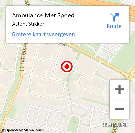 Locatie op kaart van de 112 melding: Ambulance Met Spoed Naar Asten, Stikker op 10 juli 2018 16:47