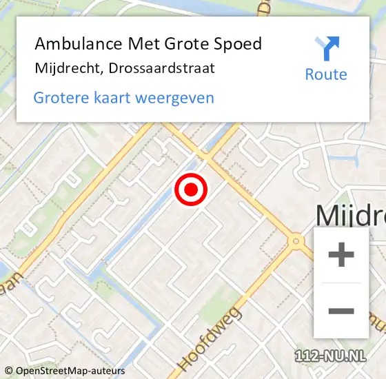 Locatie op kaart van de 112 melding: Ambulance Met Grote Spoed Naar Mijdrecht, Drossaardstraat op 10 juli 2018 16:52