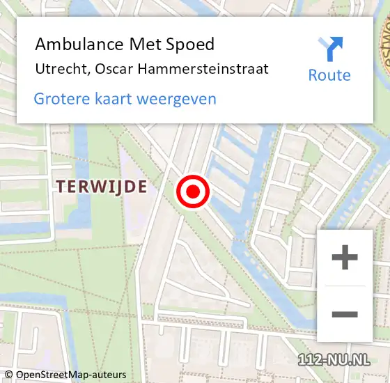 Locatie op kaart van de 112 melding: Ambulance Met Spoed Naar Utrecht, Oscar Hammersteinstraat op 10 juli 2018 17:17