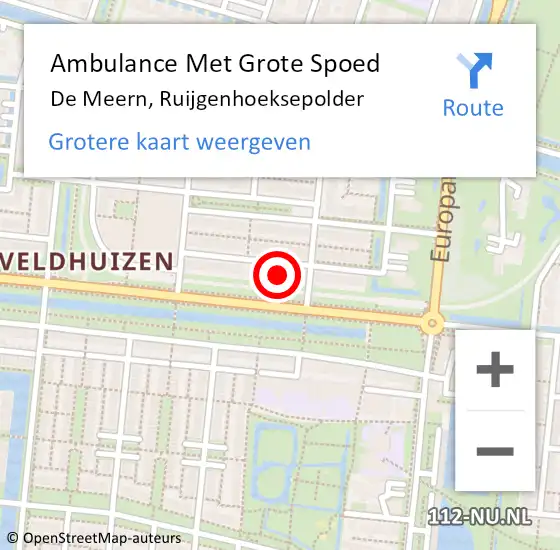 Locatie op kaart van de 112 melding: Ambulance Met Grote Spoed Naar De Meern, Ruijgenhoeksepolder op 10 juli 2018 18:20