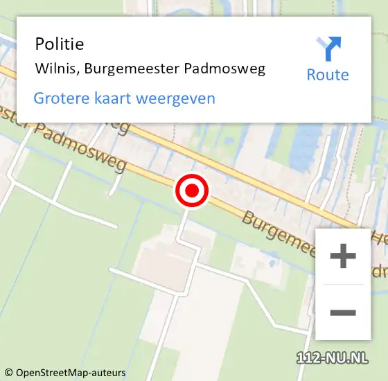 Locatie op kaart van de 112 melding: Politie Wilnis, Burgemeester Padmosweg op 2 maart 2014 14:29