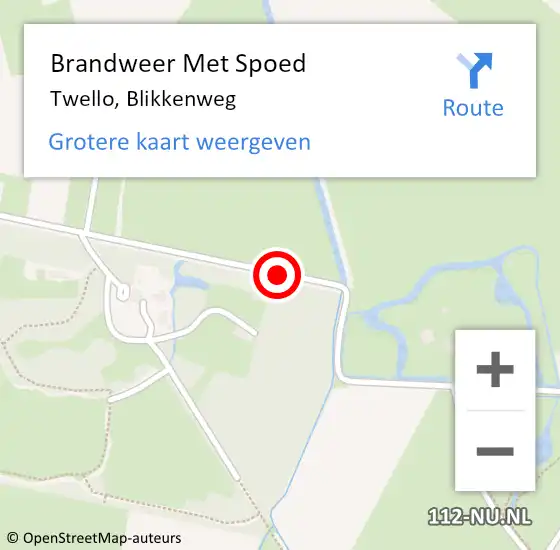 Locatie op kaart van de 112 melding: Brandweer Met Spoed Naar Twello, Blikkenweg op 10 juli 2018 18:39