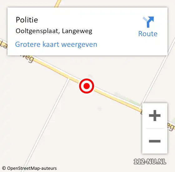 Locatie op kaart van de 112 melding: Politie Ooltgensplaat, Langeweg op 2 maart 2014 14:33