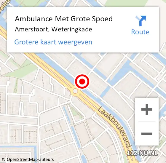 Locatie op kaart van de 112 melding: Ambulance Met Grote Spoed Naar Amersfoort, Weteringkade op 10 juli 2018 21:16