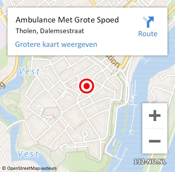 Locatie op kaart van de 112 melding: Ambulance Met Grote Spoed Naar Tholen, Dalemsestraat op 10 juli 2018 22:30