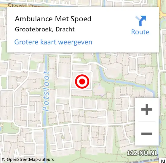 Locatie op kaart van de 112 melding: Ambulance Met Spoed Naar Grootebroek, Dracht op 10 juli 2018 22:34