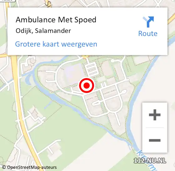 Locatie op kaart van de 112 melding: Ambulance Met Spoed Naar Odijk, Salamander op 10 juli 2018 22:37