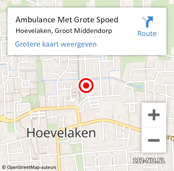 Locatie op kaart van de 112 melding: Ambulance Met Grote Spoed Naar Hoevelaken, Groot Middendorp op 10 juli 2018 22:38